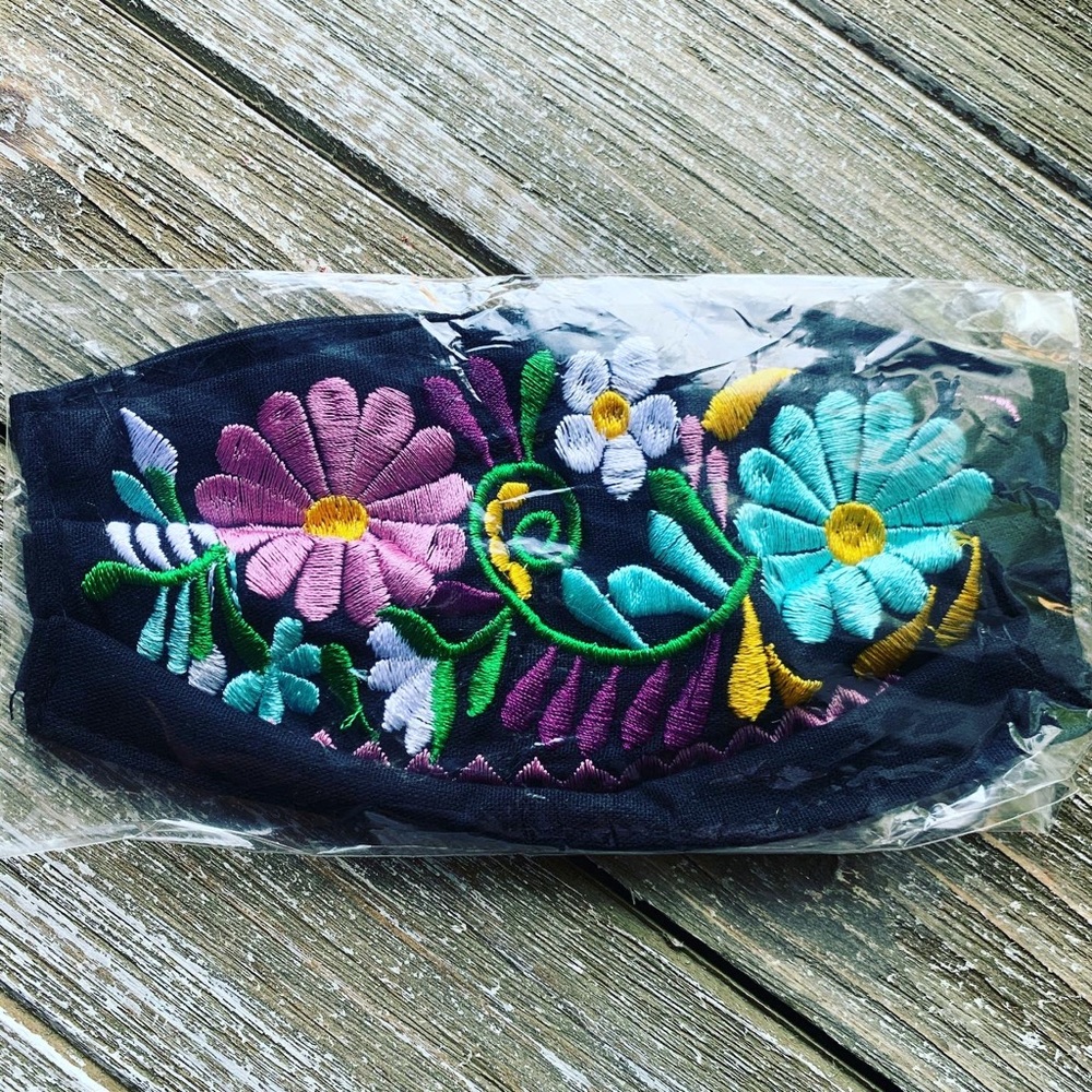Handmade face mask embroidered